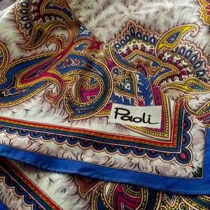 Vintage Paoli designer scarf Sz 28x24 $54+Free Sca